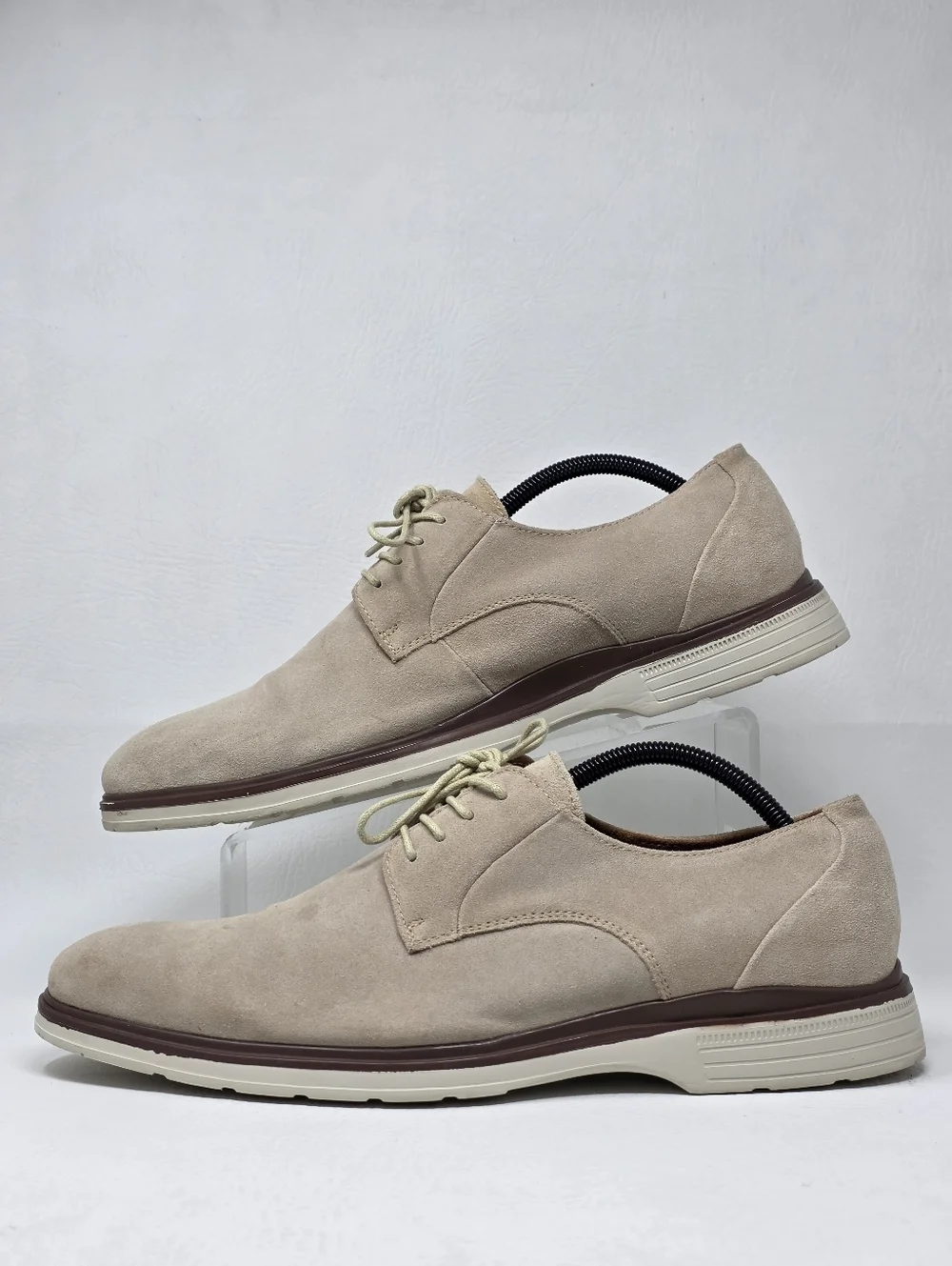 Stacy Adams Mens Lace Up Sandstone Suede Leather Shoes Size 11 M Pre Owned